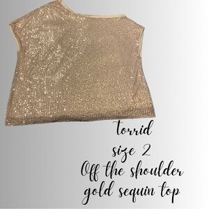 Torrid 2 (18/20) Gold Sequin Off-the-Shoulder Top